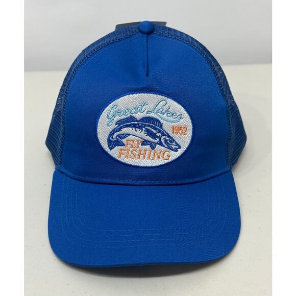 NWT Sun & Sky Great Lakes Fly Fishing Trucker Hat Blue Mesh Cap Adjustable - Picture 2 of 7
